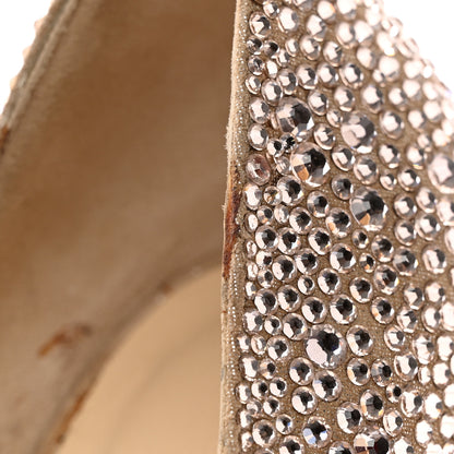 Jimmy Choo Crystal Shimmer Suede 100 Pumps 36 Gold 10 of 15
