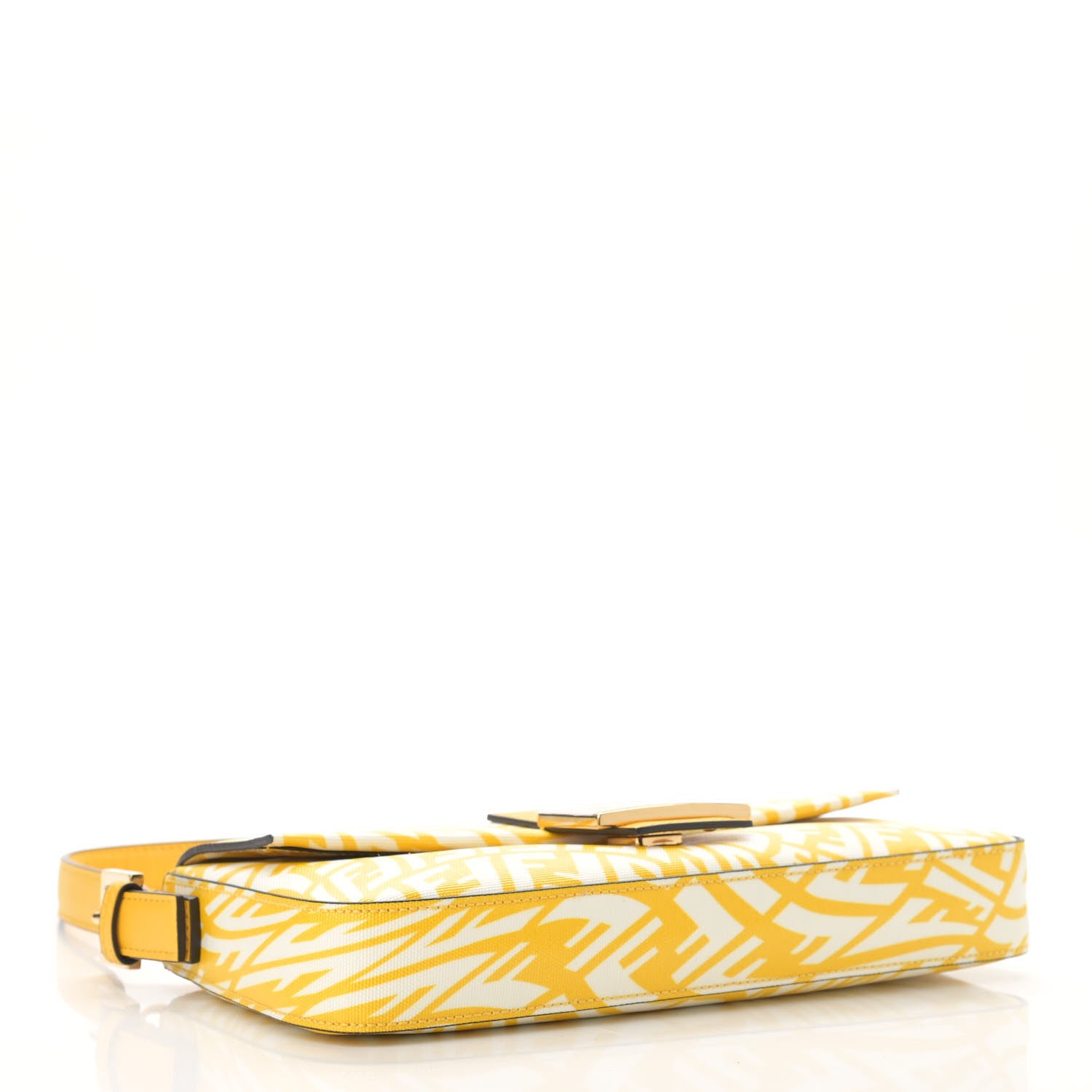 Fendi X SARAH COLEMAN Glazed Canvas Vitello King FF Vertigo Baguette 1997 Mimosa White 4 of 10