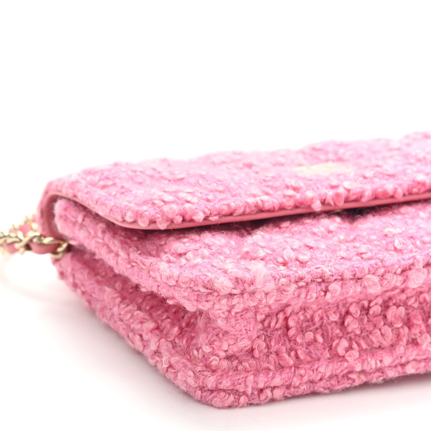 Chanel Tweed Quilted Flap Chain Waist Bag Pink 9 of 10