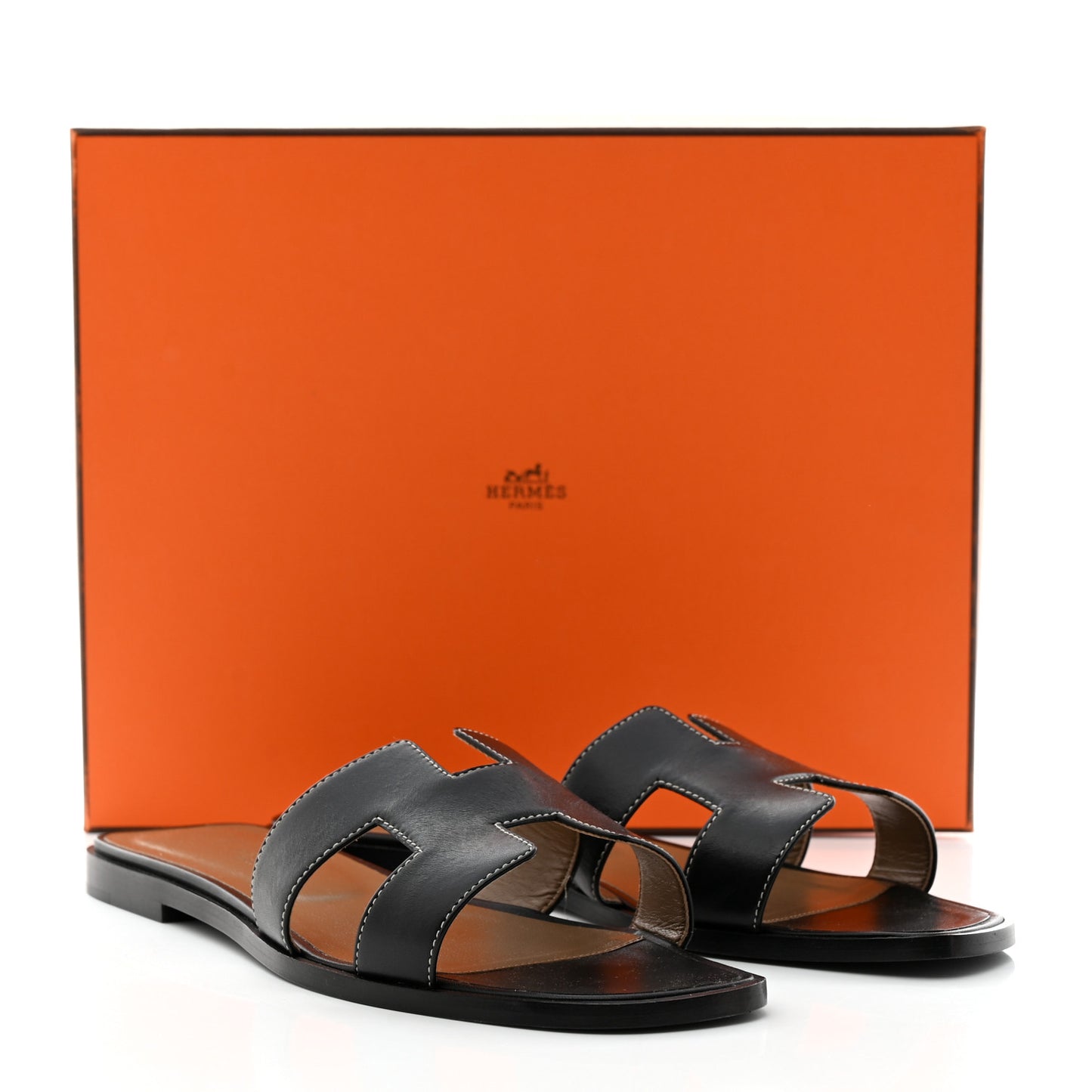 Box Calfskin Oran Sandals 39.5 Black