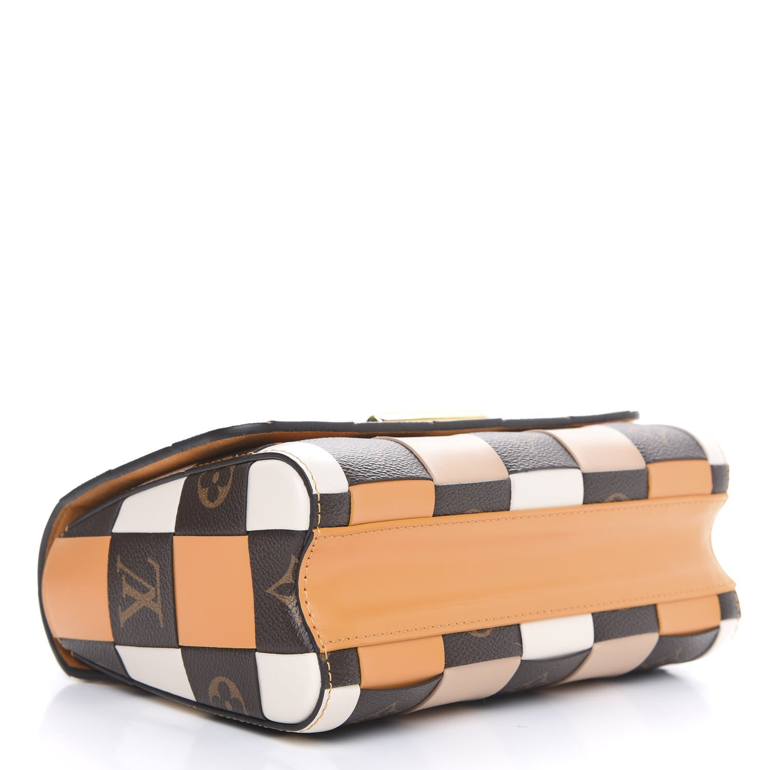 Louis Vuitton Calfskin Monogram Check Twist MM Beige White Orange 4 of 8
