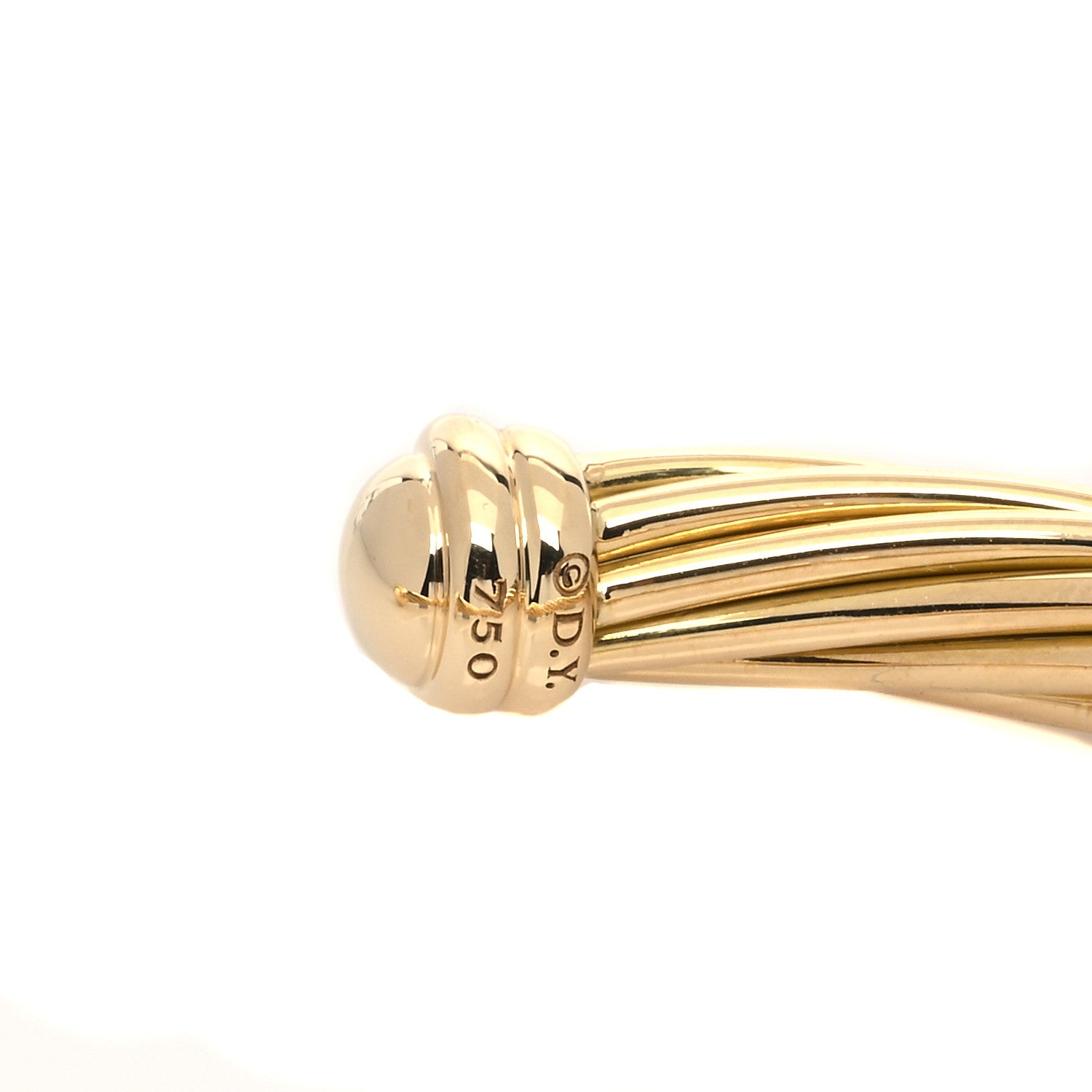 David Yurman 18K Yellow Gold Diamond 6mm Helena Center Station Cuff Bracelet 4 of 5
