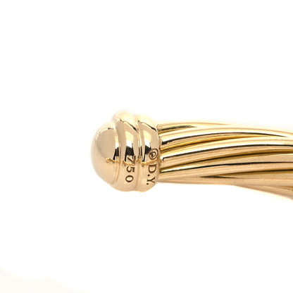 David Yurman 18K Yellow Gold Diamond 6mm Helena Center Station Cuff Bracelet 4 of 5