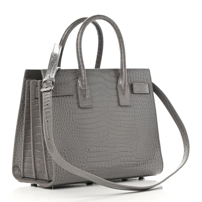 Saint Laurent Calfskin Crocodile Embossed Baby Sac De Jour Fog 3 of 14