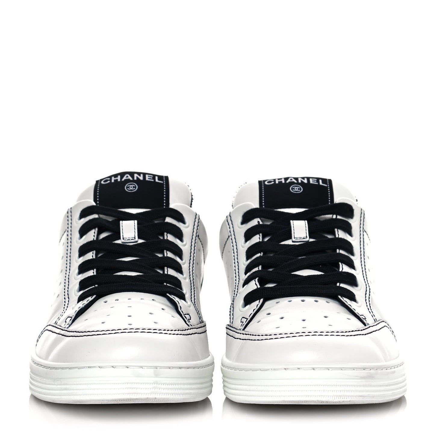 Calfskin Womens Logo Sneakers 41 White Black