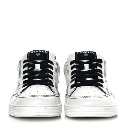 Chanel Calfskin Womens Logo Sneakers 41 White Black 2 of 12