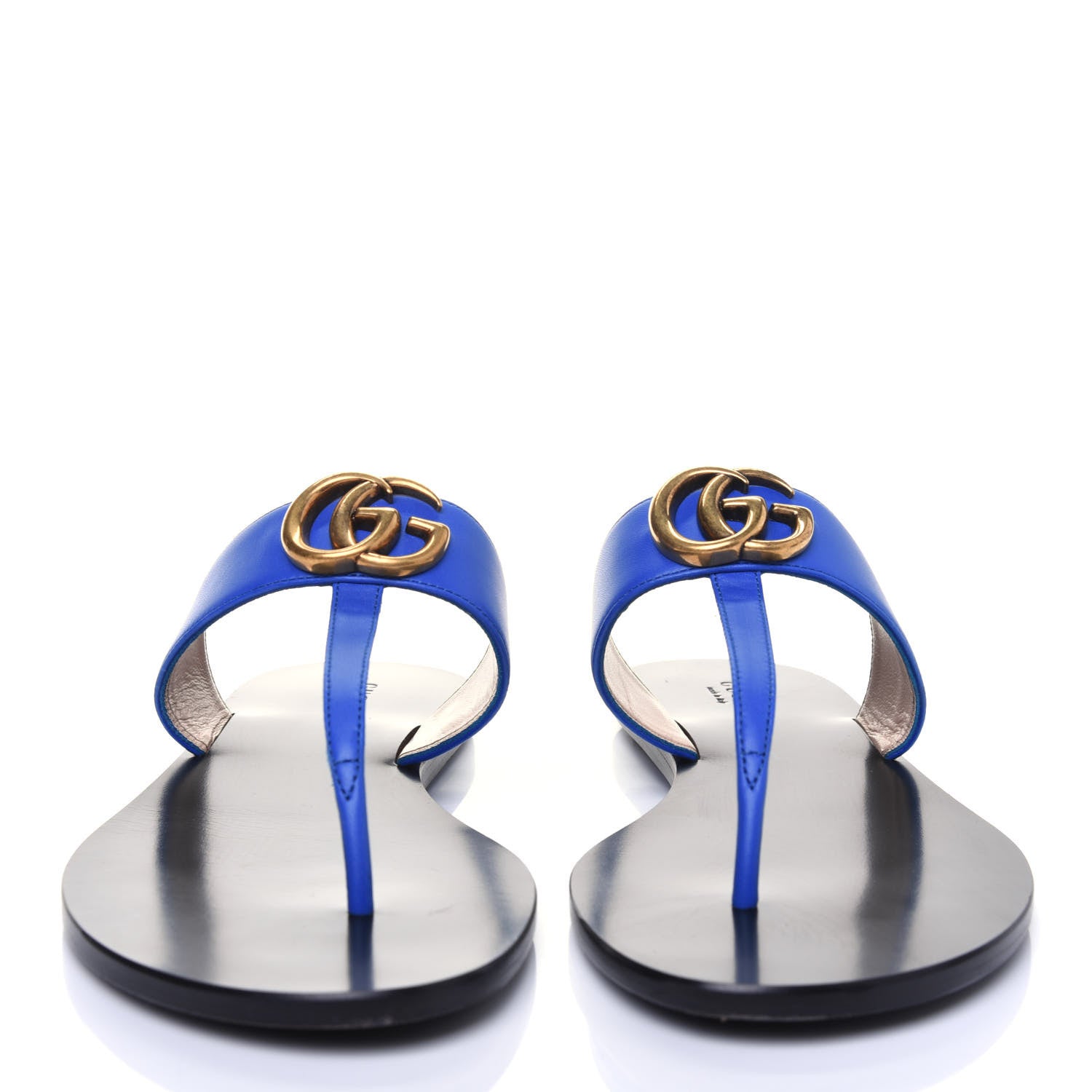 Gucci Calfskin GG Marmont Thong Sandals 38.5 Shiny Electric Blue 2 of 16