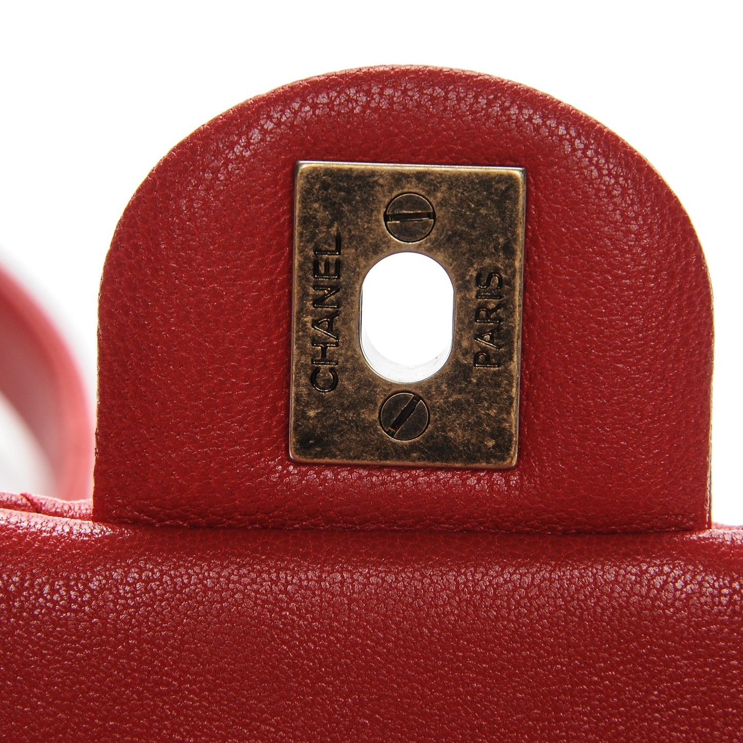 Shiny Sheepskin Quilted Mini Trapezio Flap Red