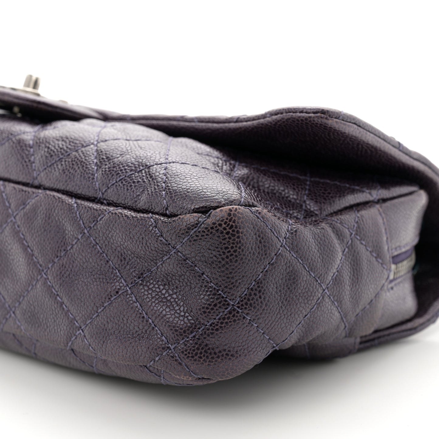 Iridescent Caviar Quilted Large Chic Flap Dark Purple
