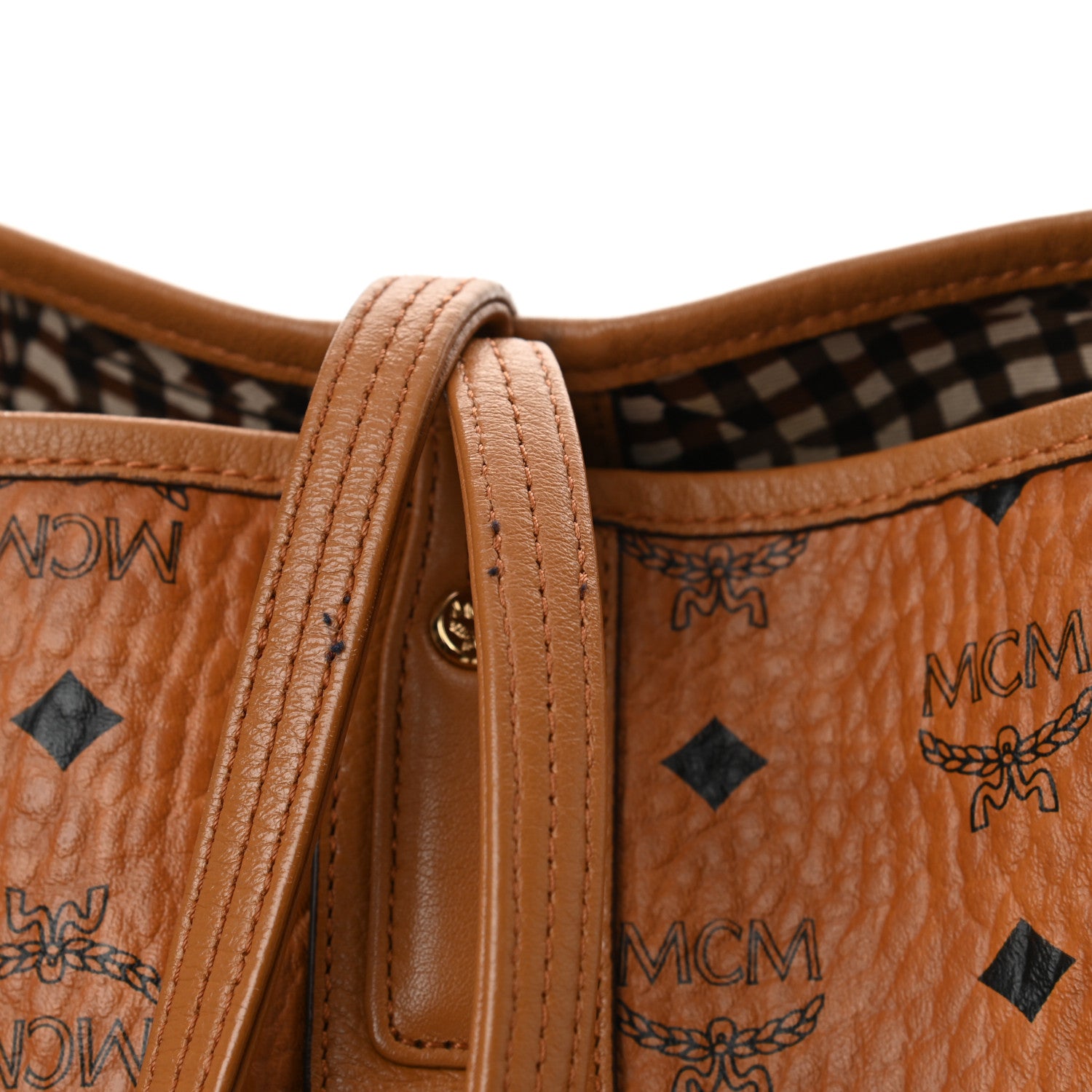 MCM Visetos Medium Liz Reversible Shopper Tote Cognac 17 of 18