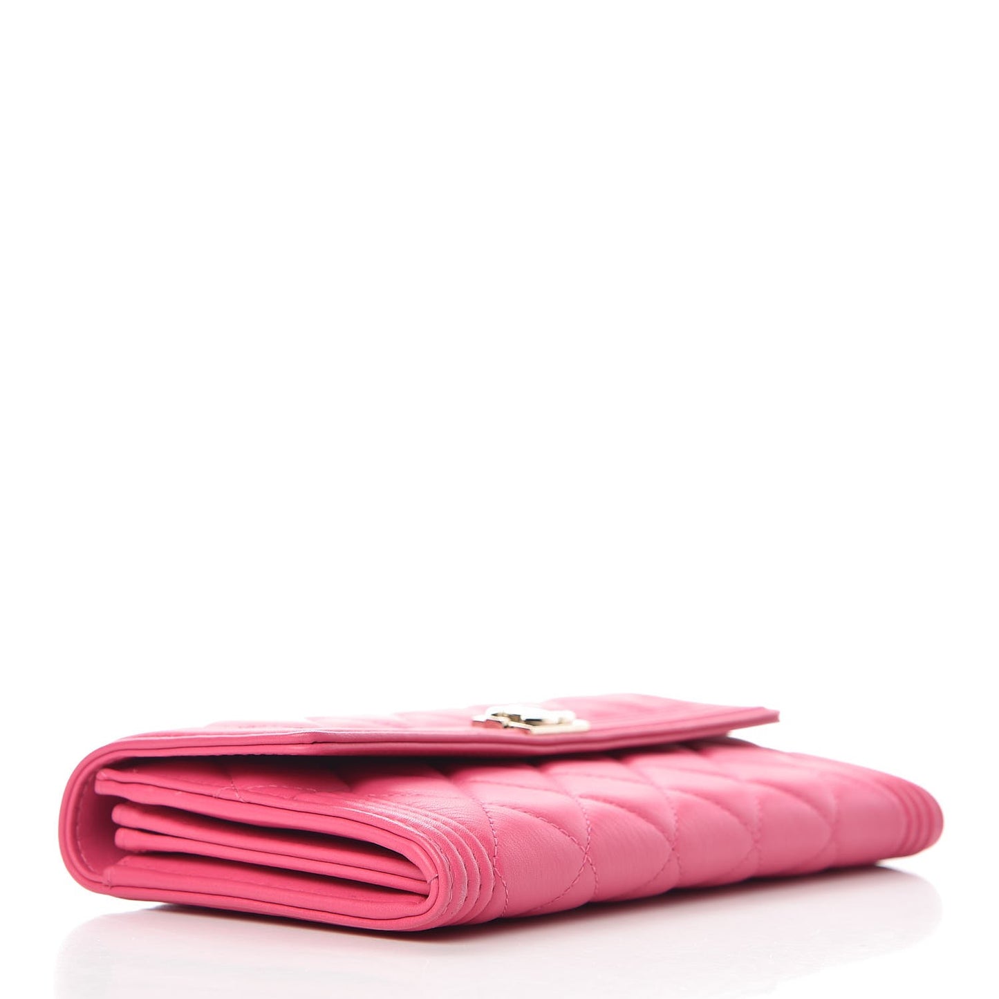 Lambskin Quilted Boy Flap Wallet Fuchsia