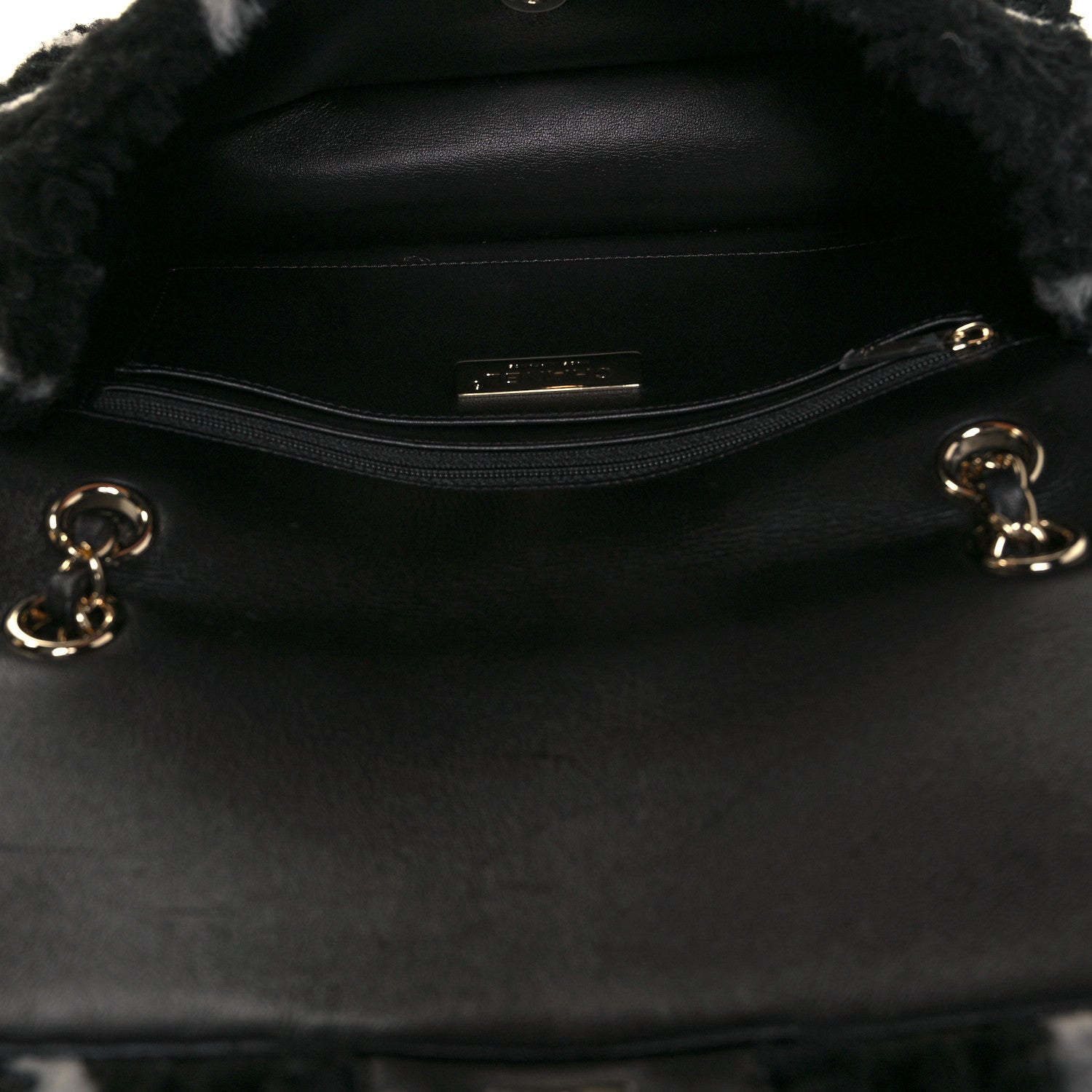 Chanel Shearling Lambskin Large Fluffy Tartan Single Flap Black White 4 of 11