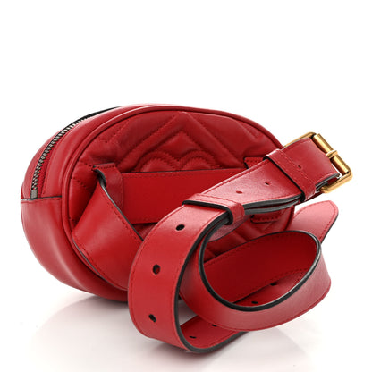 Gucci Calfskin Matelasse GG Marmont Belt Bag 95 38 Hibiscus Red 3 of 12
