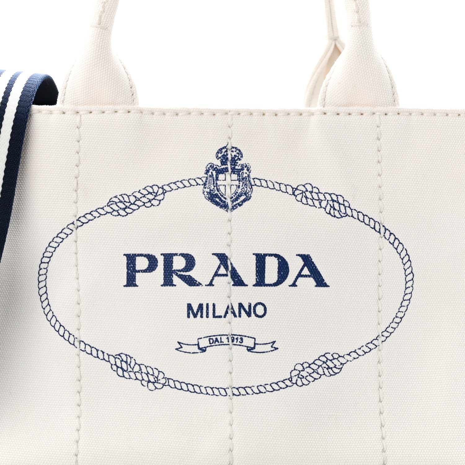 Prada Canapa Small Logo Tote White Blue 8 of 10