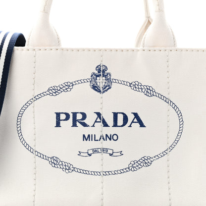 Prada Canapa Small Logo Tote White Blue 8 of 10