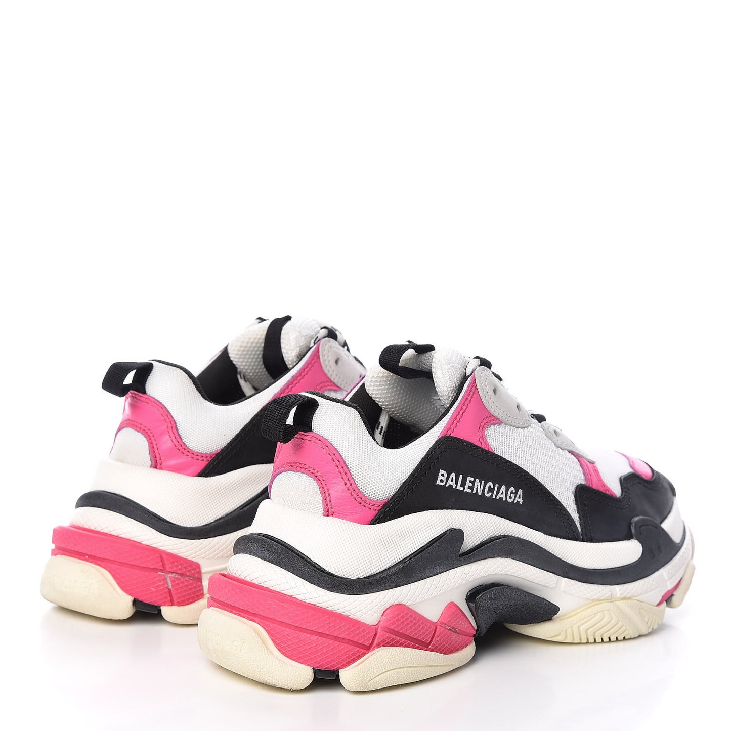Fabric Mesh Womens Triple S Sneakers 37 Rose Fluo Black White