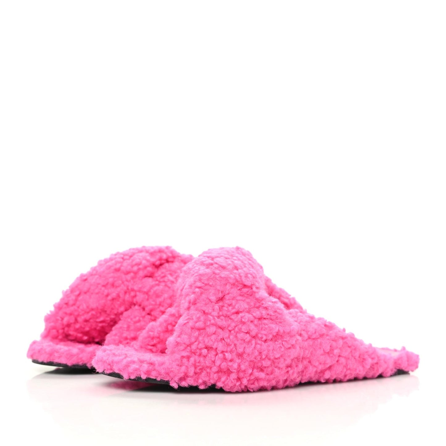 Faux Shearling Drapy Slide Sandals 38 Pink