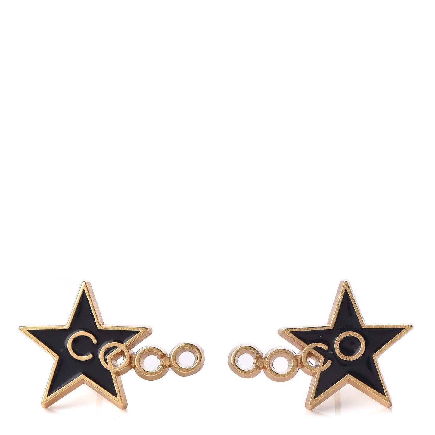 Enamel Coco Star Earrings Black Gold