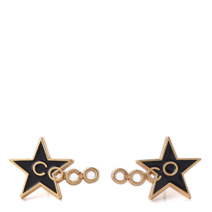 Chanel Enamel Coco Star Earrings Black Gold 1 of 4