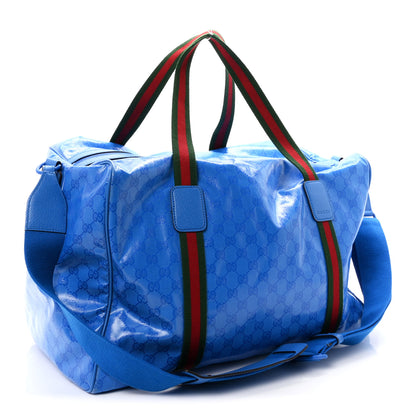 Gucci Crystal Monogram Web Medium Duffle Bag Blue 2 of 11