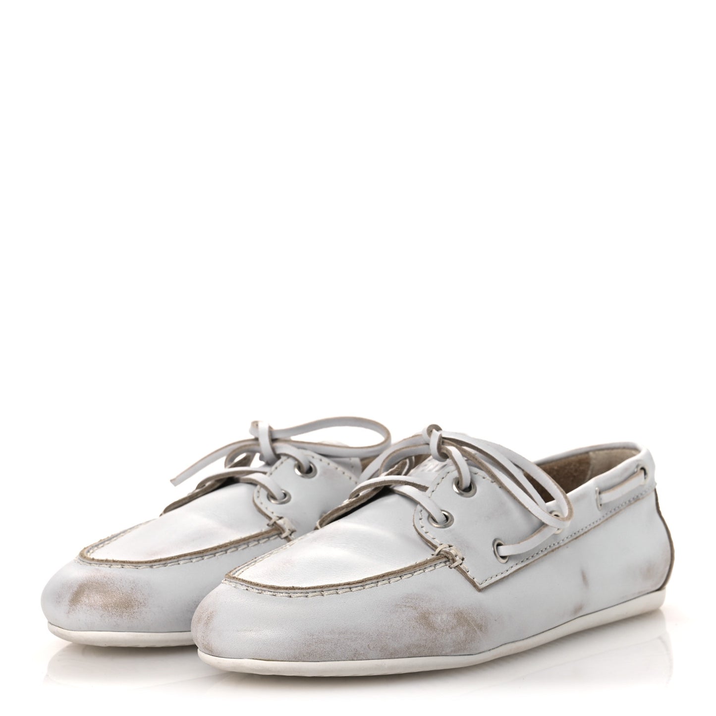 Vitello Deco Boat Loafers 37 White