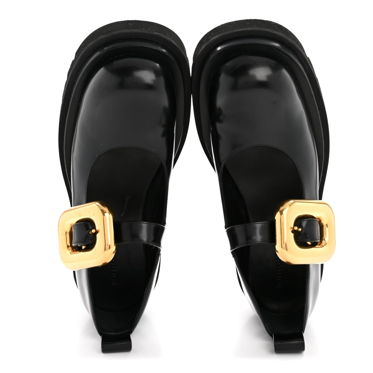 Brushed Calfskin Lug Mary-Jane Loafers 37.5 Black