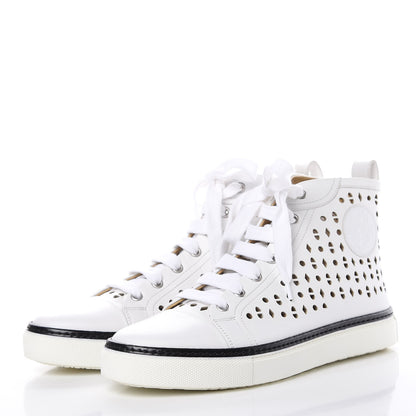 Hermes Calfskin Perforated Mens Jimmy High Top Sneakers 39 White 2 of 8