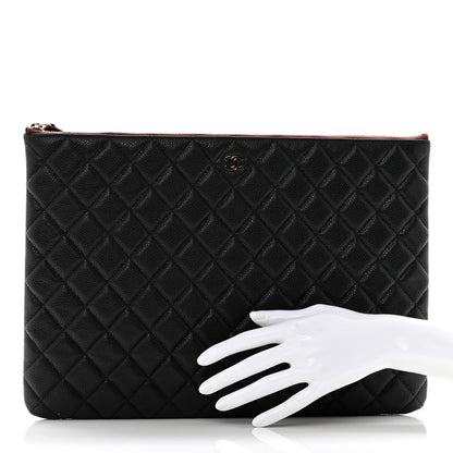 Chanel Caviar Quilted Large Cosmetic Case Black 2 of 8