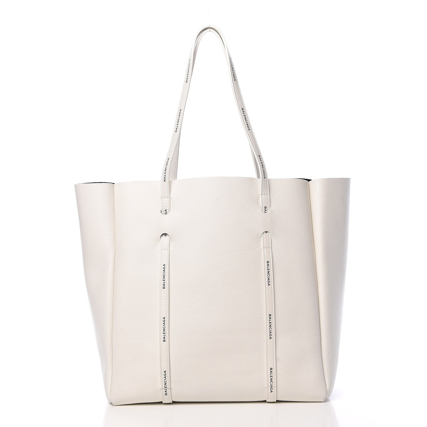Balenciaga Calfskin Logo Strap Small Everyday Tote White Black 3 of 12