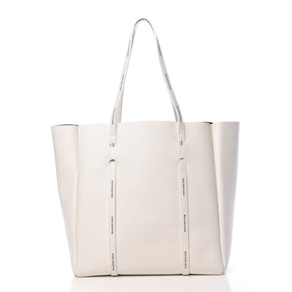 Balenciaga Calfskin Logo Strap Small Everyday Tote White Black 3 of 12