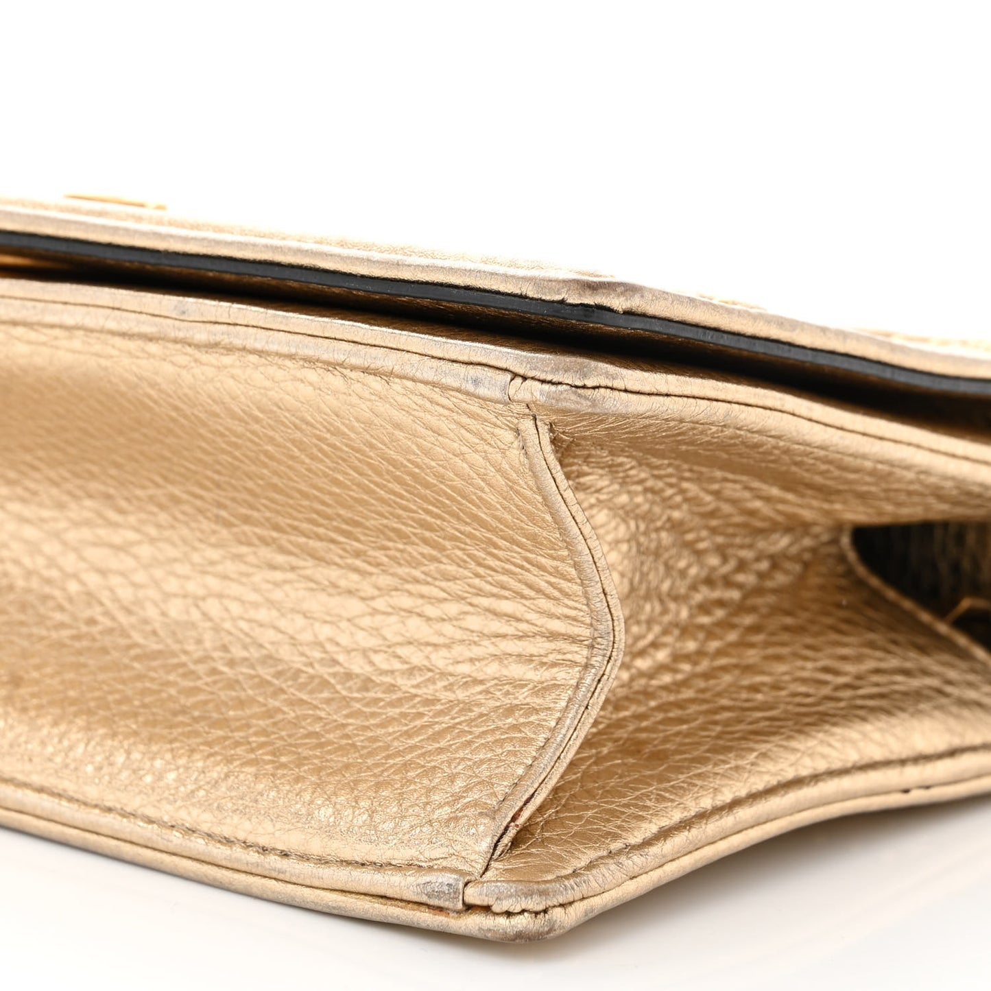 Metallic Grained Calfskin Small Diorama Flap Bag Gold