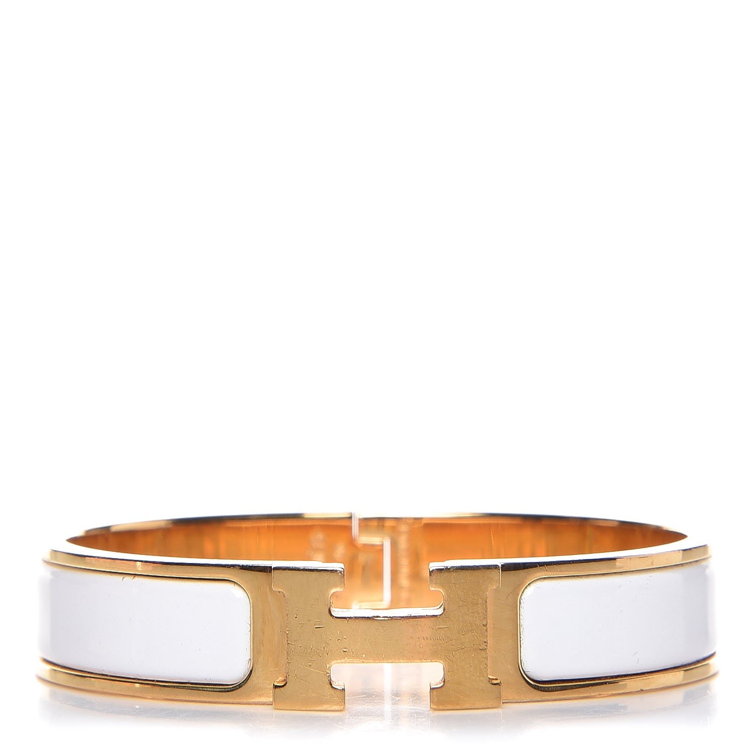 Hermes Enamel Narrow Clic Clac H Bracelet PM White 1 of 7