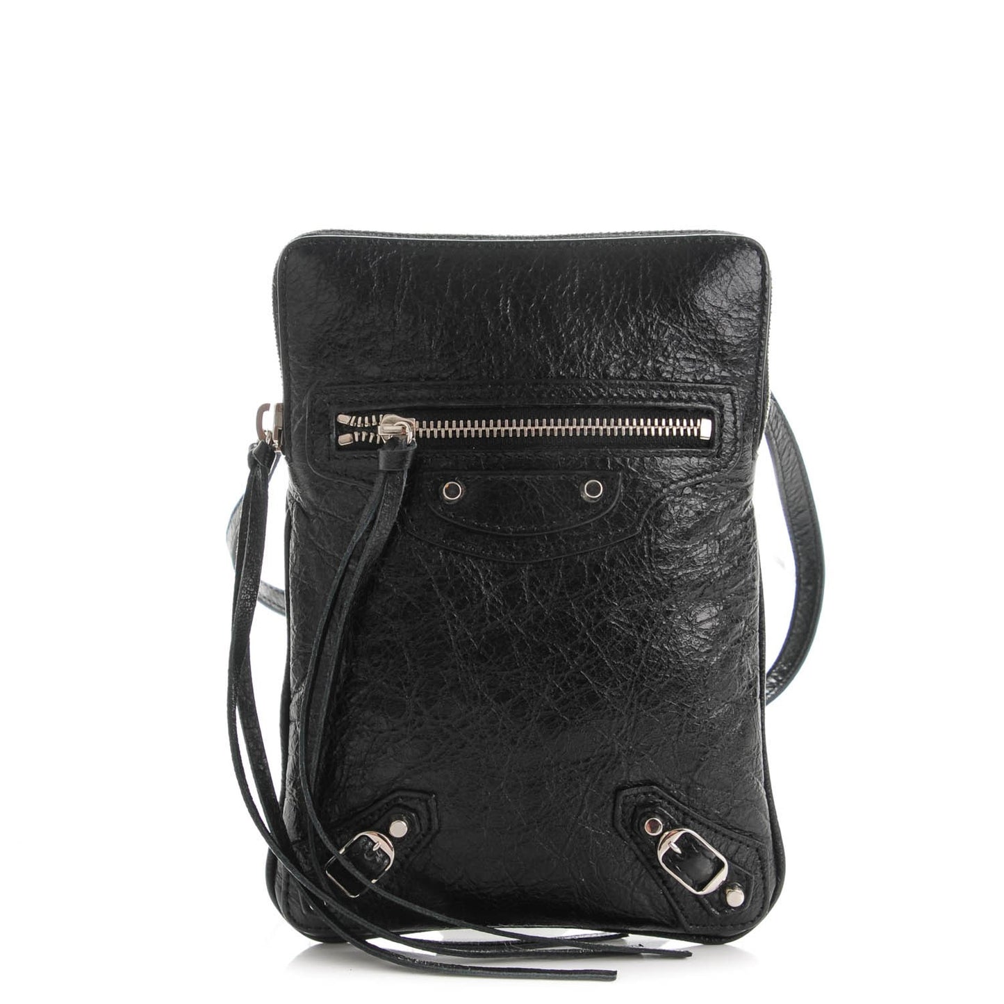 Agneau Classic Hardware Phone Holder Bag Black