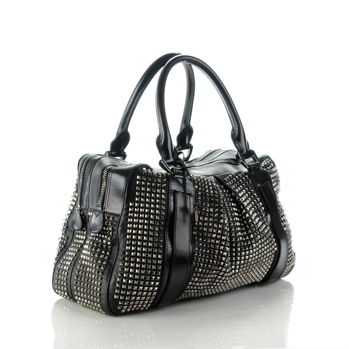 Prorsum Calfskin Studded Knight Satchel Black