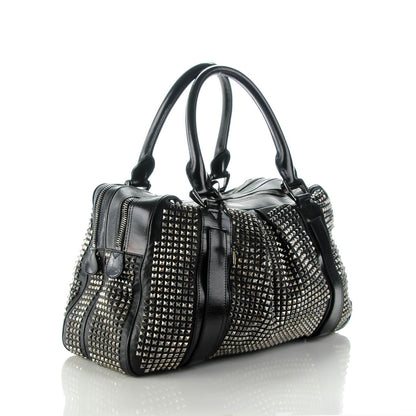Burberry Prorsum Calfskin Studded Knight Satchel Black 3 of 9