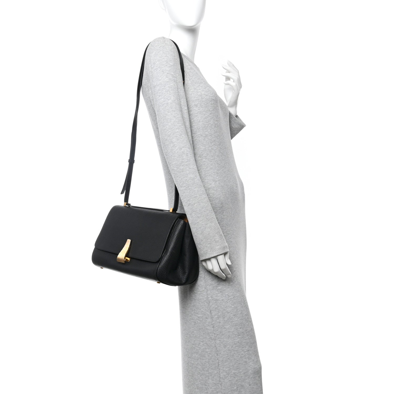 Bottega Veneta Textured Calfskin Small BV Angle Shoulder Bag Black 2 of 11