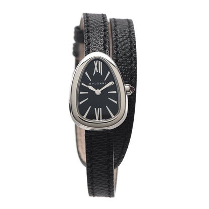 Bulgari Stainless Steel Lizard 20mm Serpenti Double Wrap Quartz Watch Black 1 of 6
