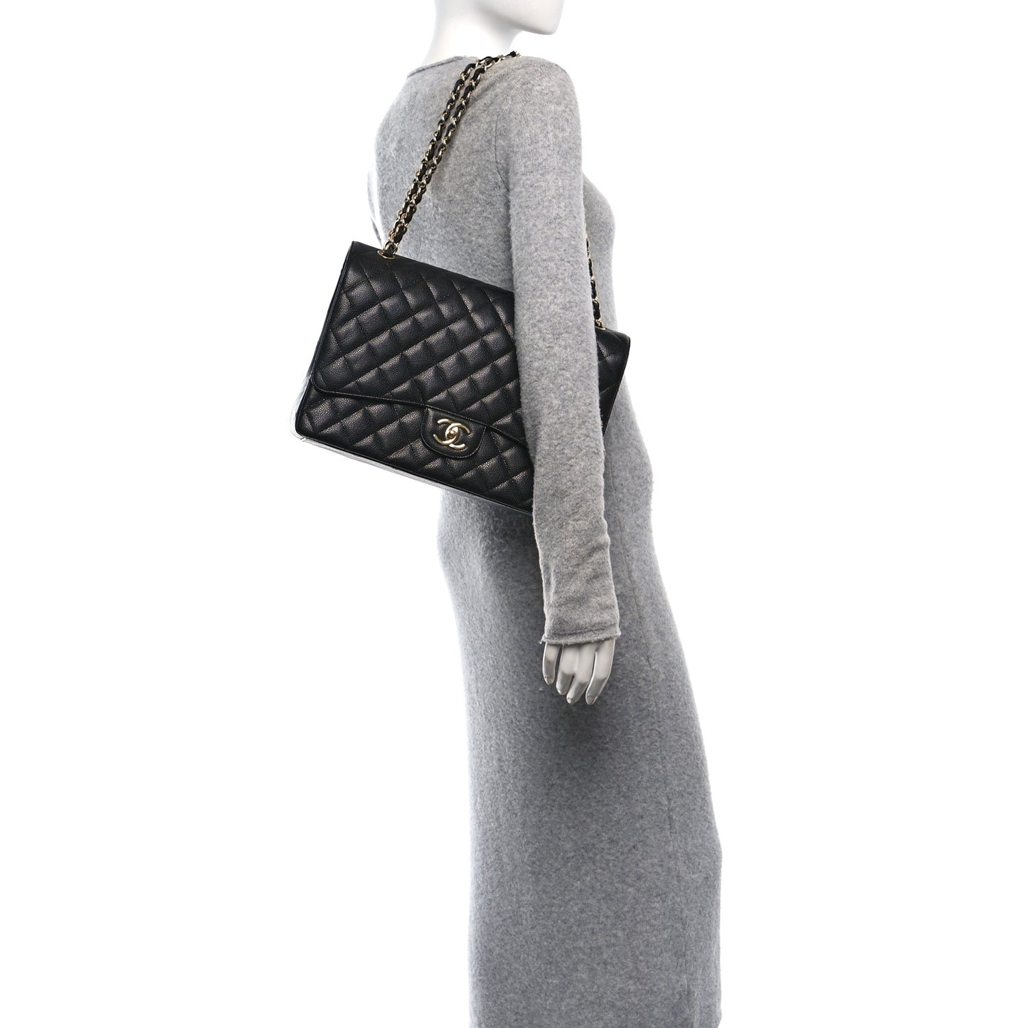 Caviar Quilted Maxi Double Flap Black