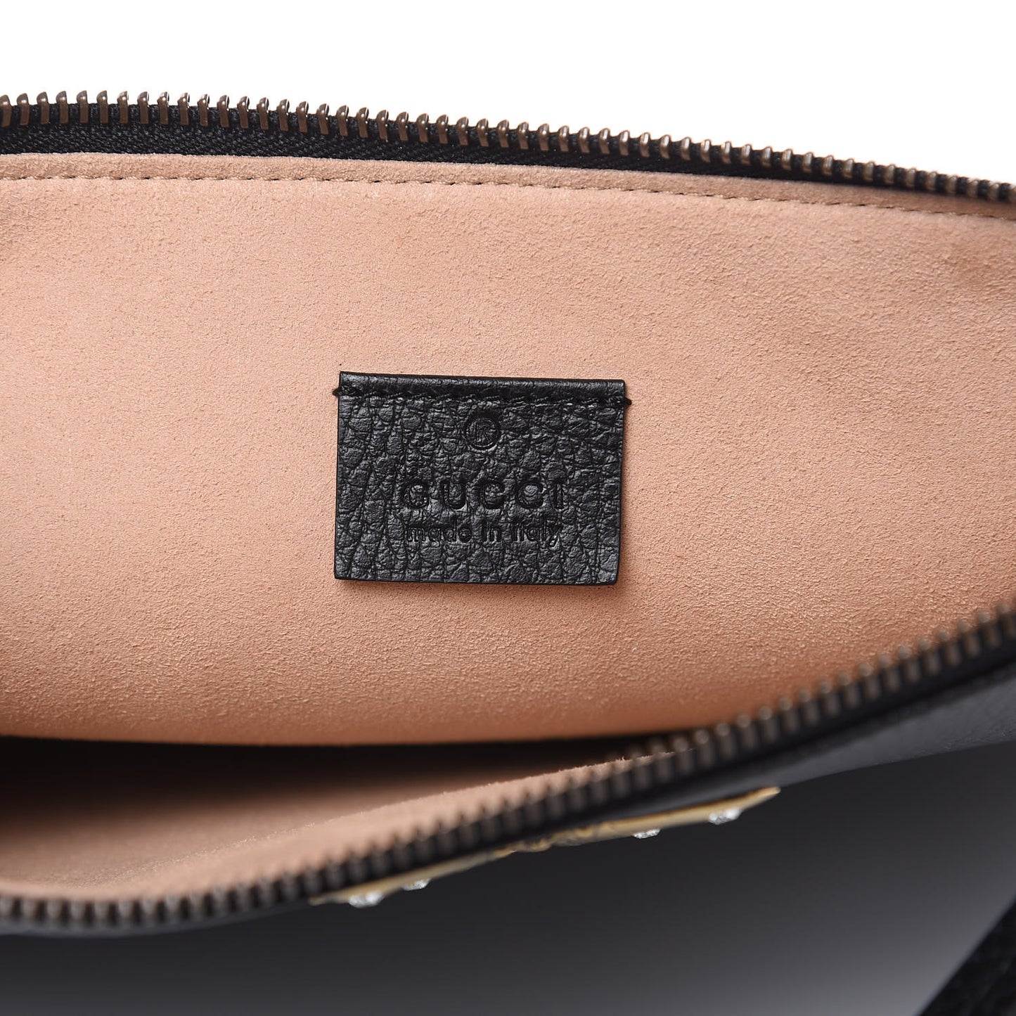 Pebbled Calfskin Butterfly Zip Pouch Black