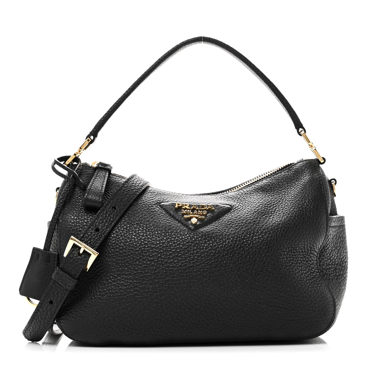 Vitello Daino Small Shoulder Bag Black