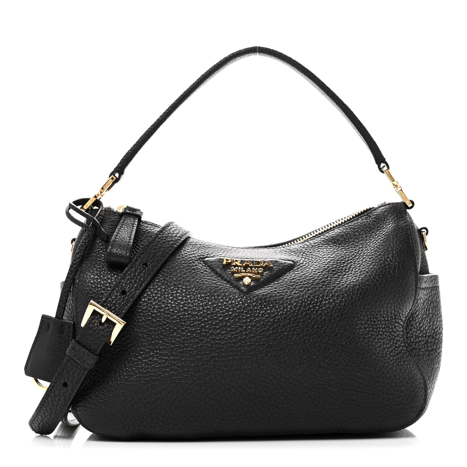 Prada Vitello Daino Small Shoulder Bag Black 1 of 8