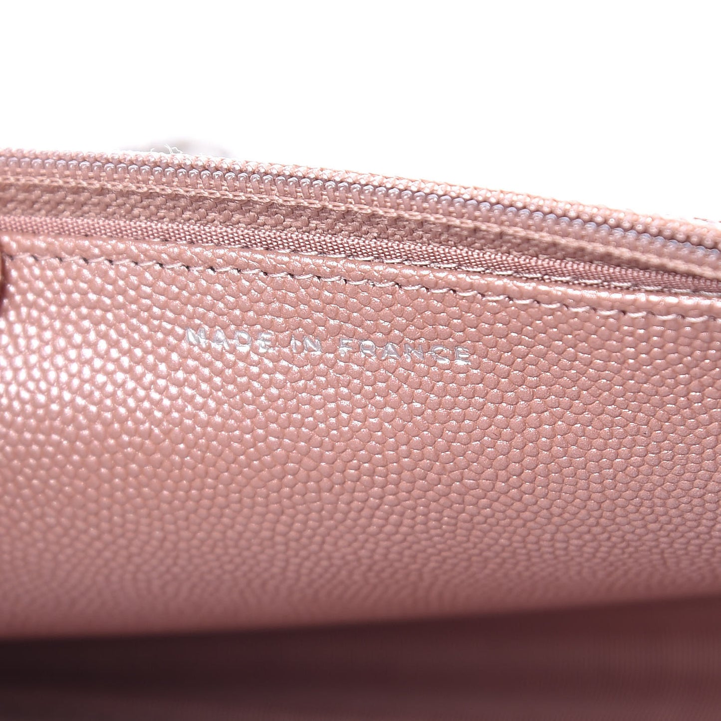 Metallic Caviar Chevron Quilted Vintage Mademoiselle Wallet On Chain WOC Pink