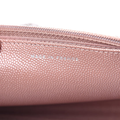 Chanel Metallic Caviar Chevron Quilted Vintage Mademoiselle Wallet On Chain WOC Pink 10 of 12