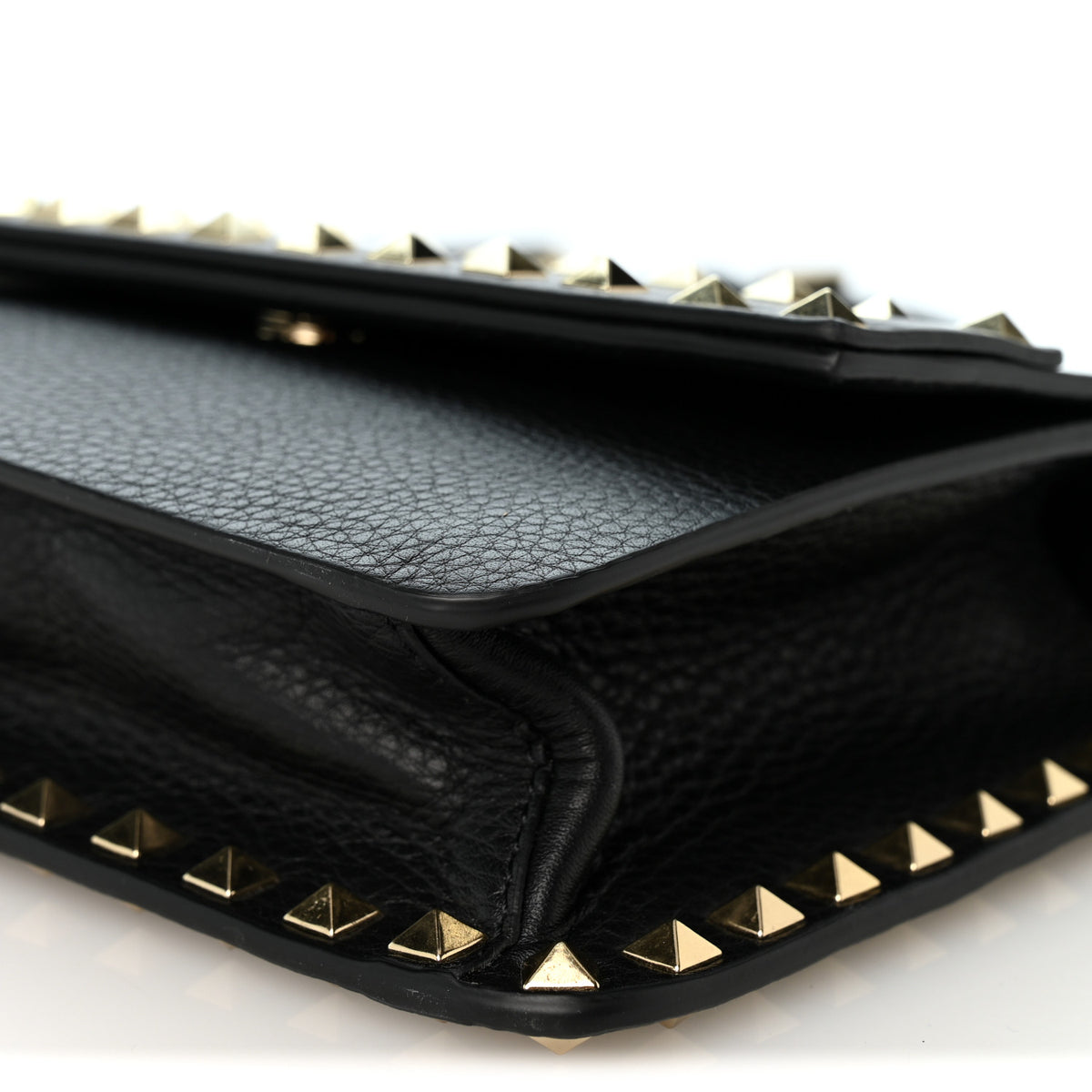 Vitello Rockstud Side Slip Crossbody Black
