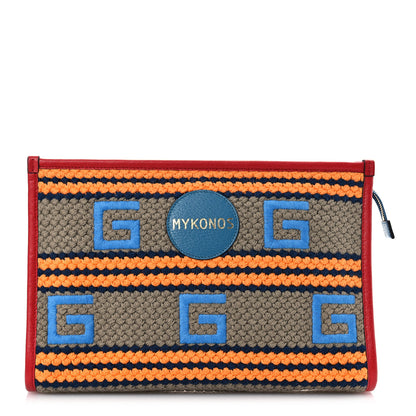 Gucci Fabric Embroidered Square G Mykonos Striped Case 1 of 10