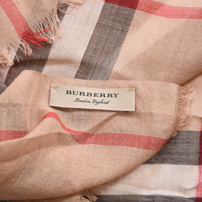 Burberry Wool Silk Gauze Giant Check Lightweight Scarf Camel 5 of 5