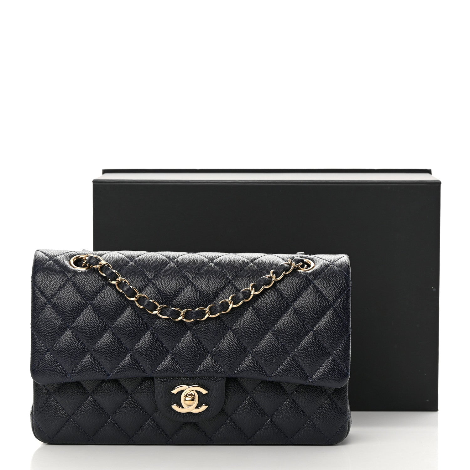 Chanel Caviar Quilted Medium Double Flap Dark Blue 13 of 13