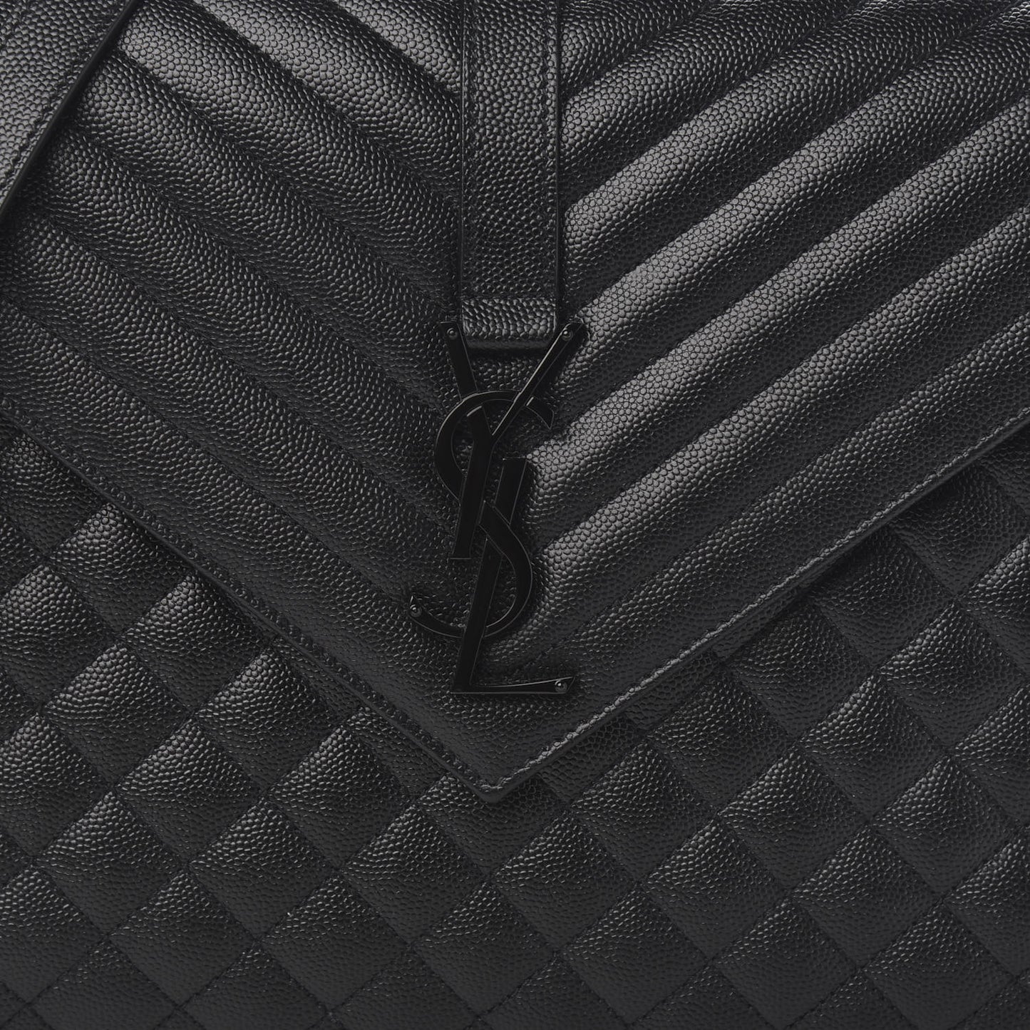 Grain De Poudre Textured Mixed Matelasse Large Triquilt Monogram Monochrome Satchel Black