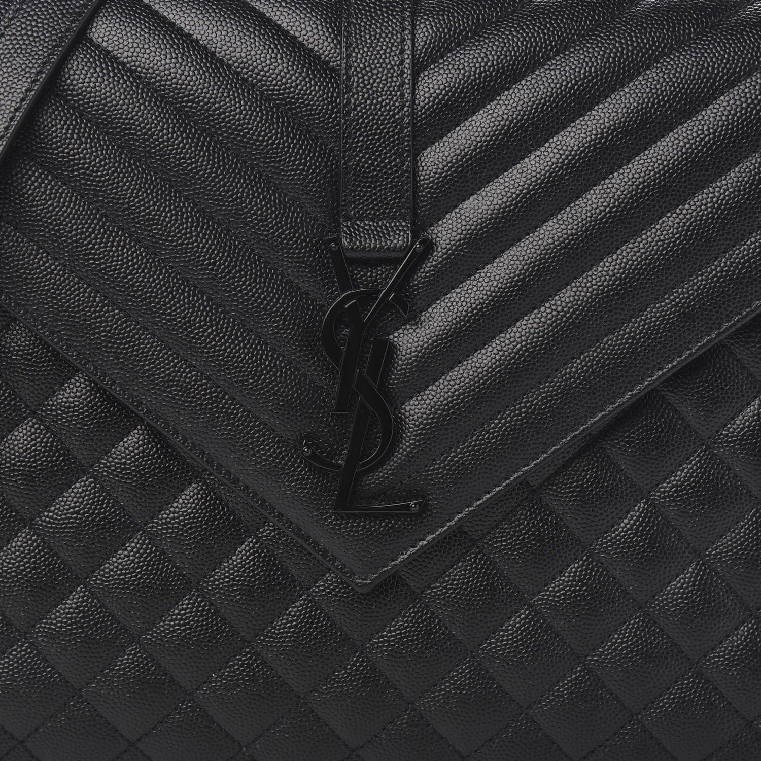 Saint Laurent Grain De Poudre Textured Mixed Matelasse Large Triquilt Monogram Monochrome Satchel Black 9 of 9