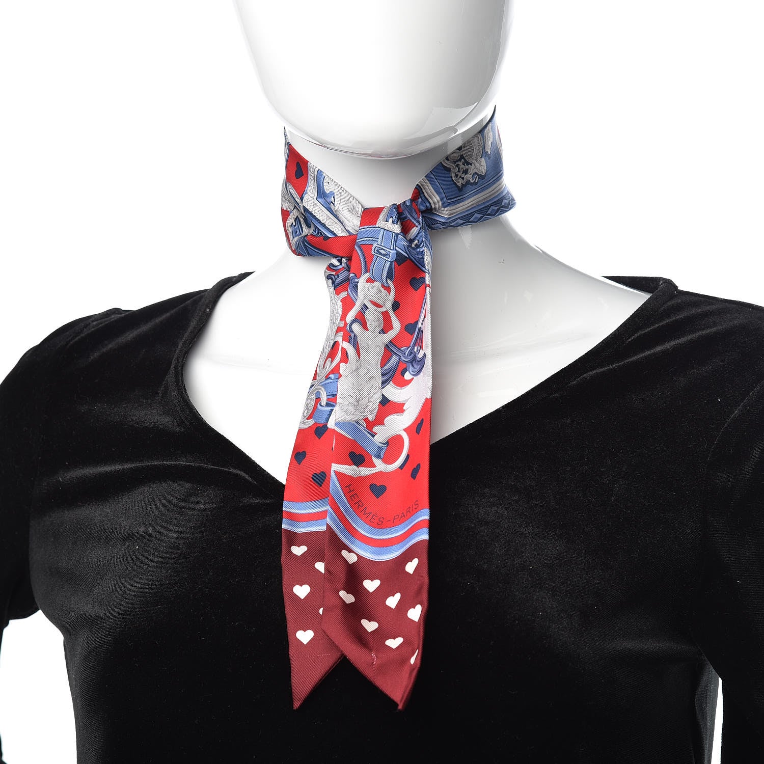 Hermes Silk Brides de Gala Love Twilly Rouge Bleu Bordeaux 2 of 8